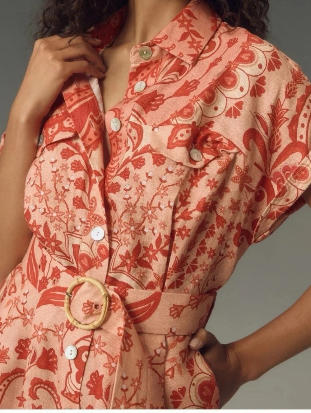 FARM Rio 100% Linen Jaipur Floral Paisley  Romper - Picture 7 of 14